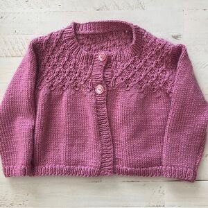 Beautiful handmade mauve little girls cardigan